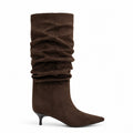 Botas Génova castanhas de cano franzido – vista lateral