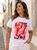 Camiseta Branca Estampada La Plage com Lagostas – Tamanho Único