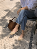 Sandálias boho bege estilo crochet