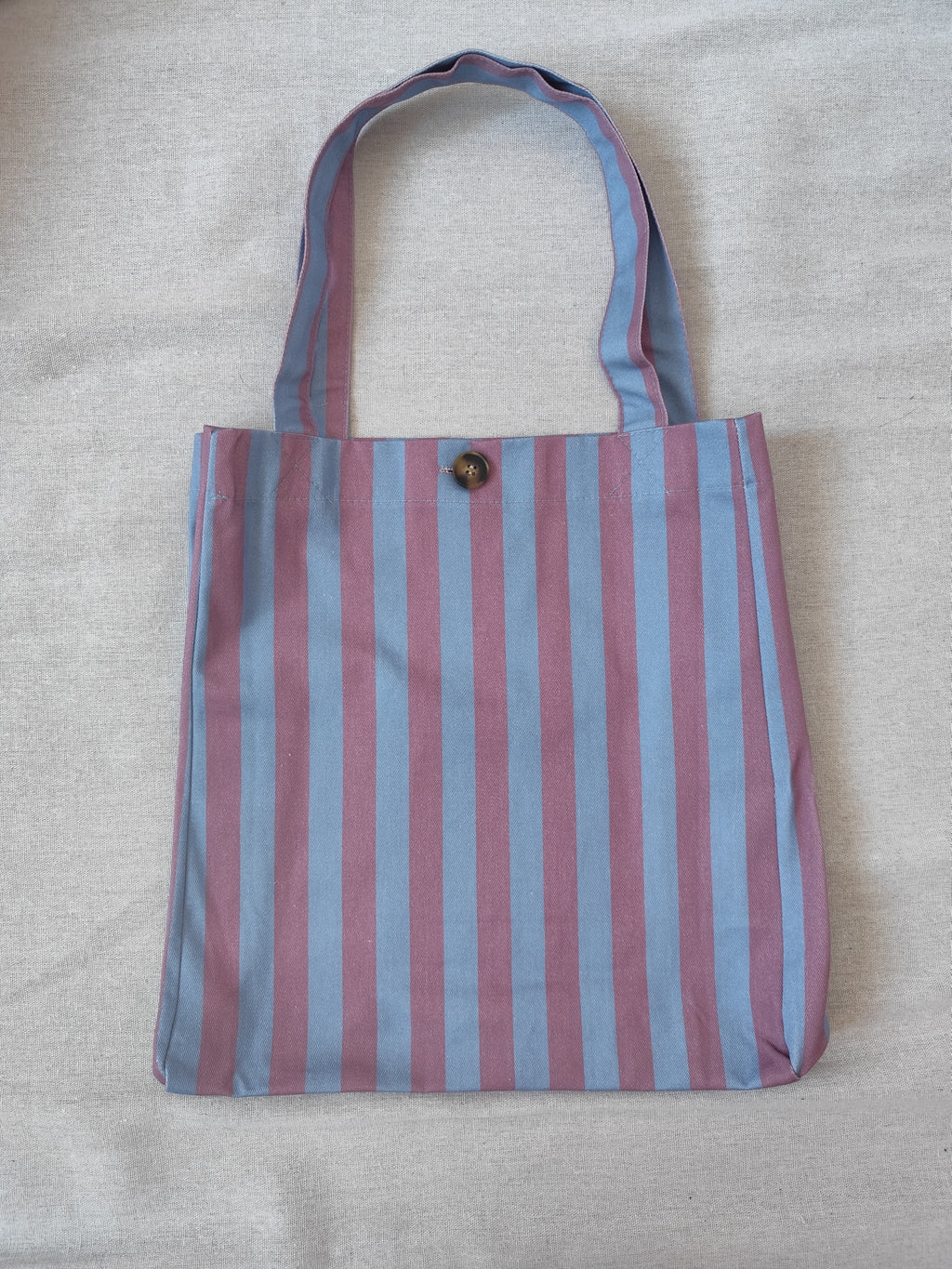 Mala Shopper às Riscas Rosa e Azul em Algodão