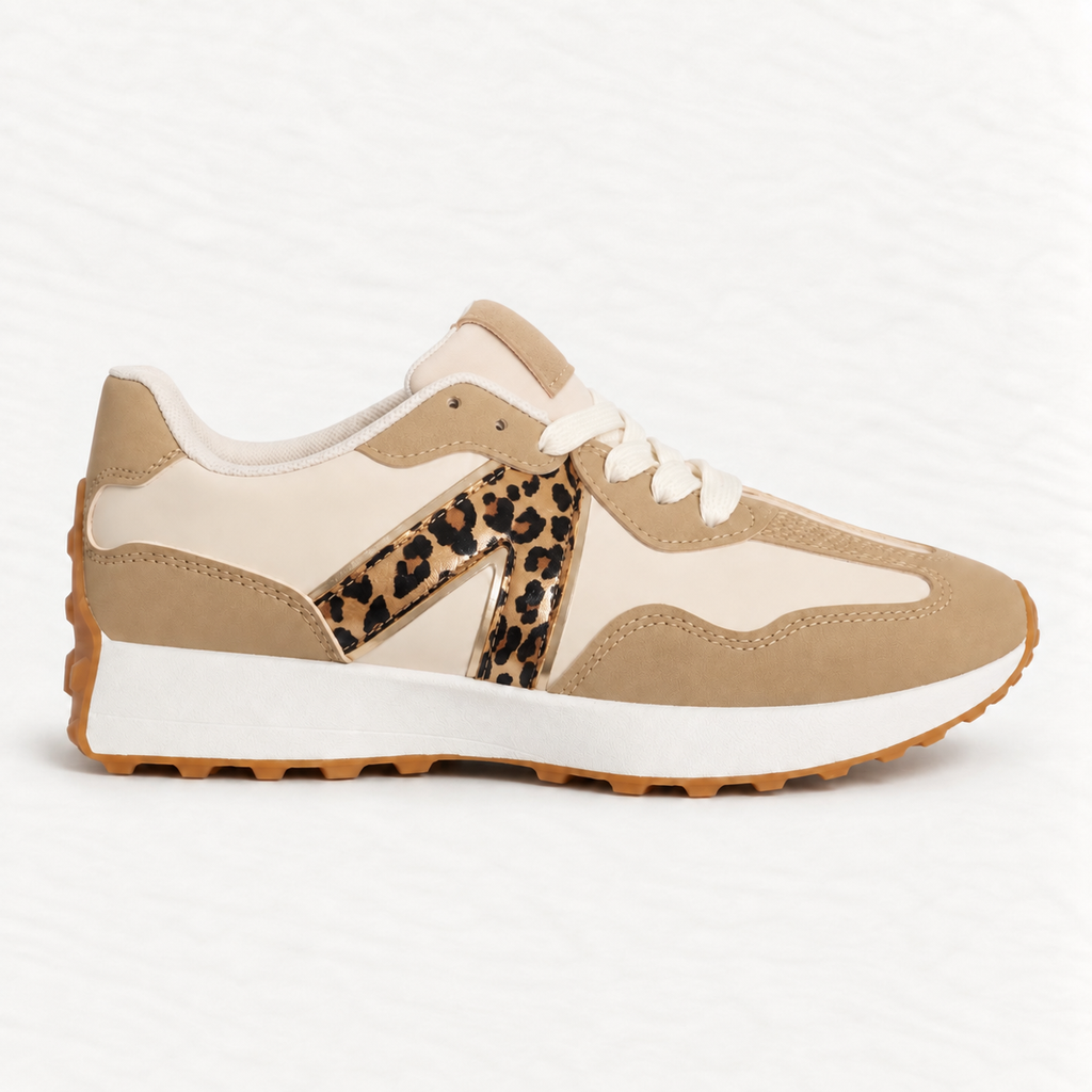 Ténis BÉRGAMO — Bege com Animal Print