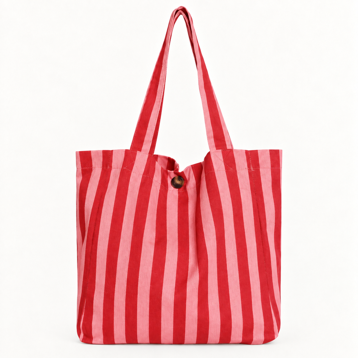 Mala Shopper às Riscas Rosa e fúcsia em Algodão