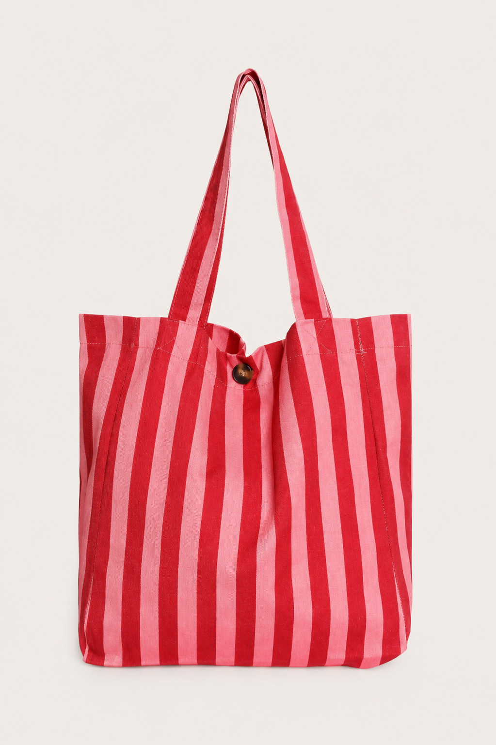 Mala Shopper às Riscas Rosa e fúcsia em Algodão