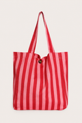 Mala Shopper às Riscas Rosa e fúcsia em Algodão