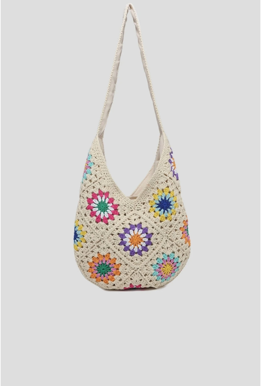 Mala Boho Croché Multicolor em Algodão