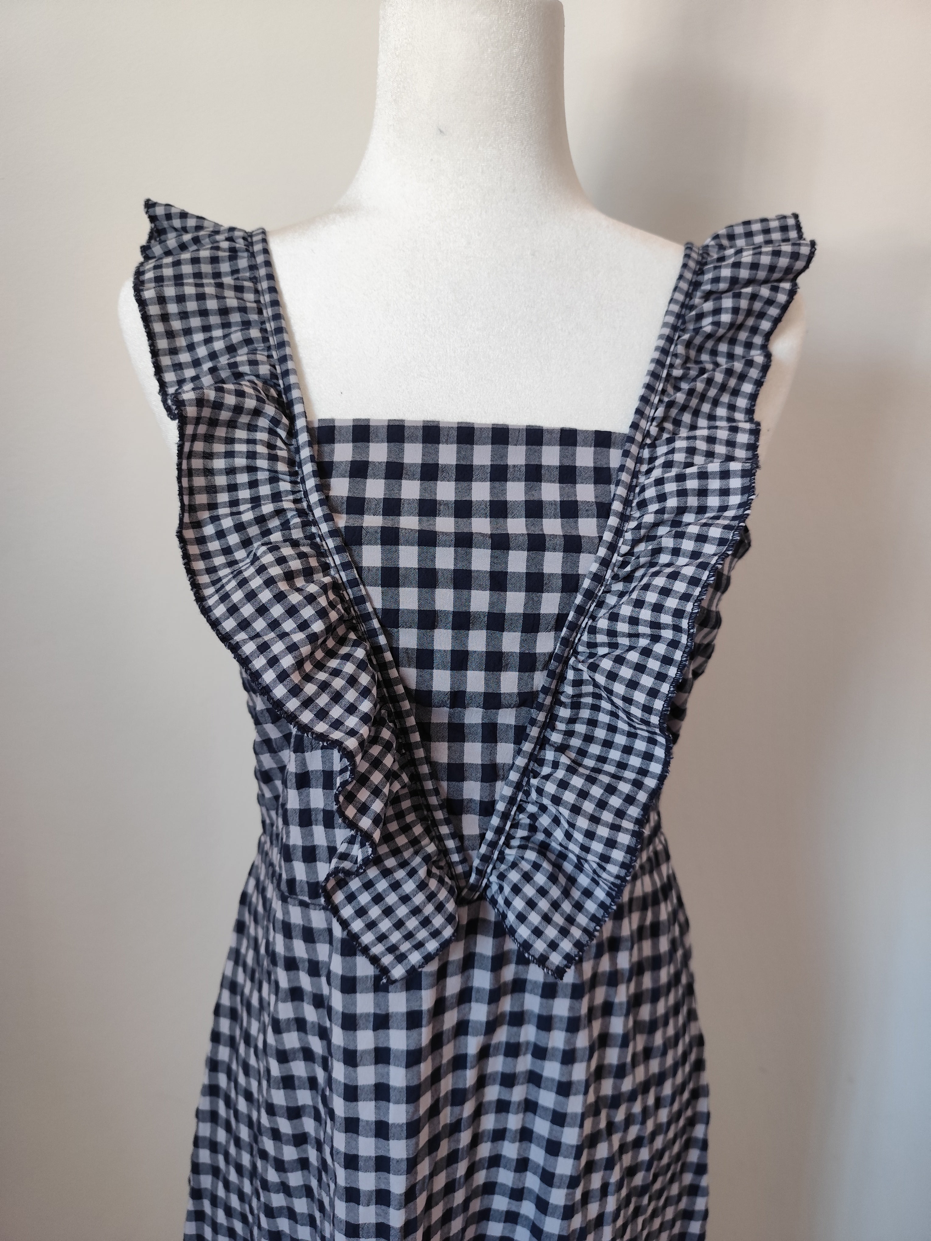Vestido Midi Xadrez com Folhos