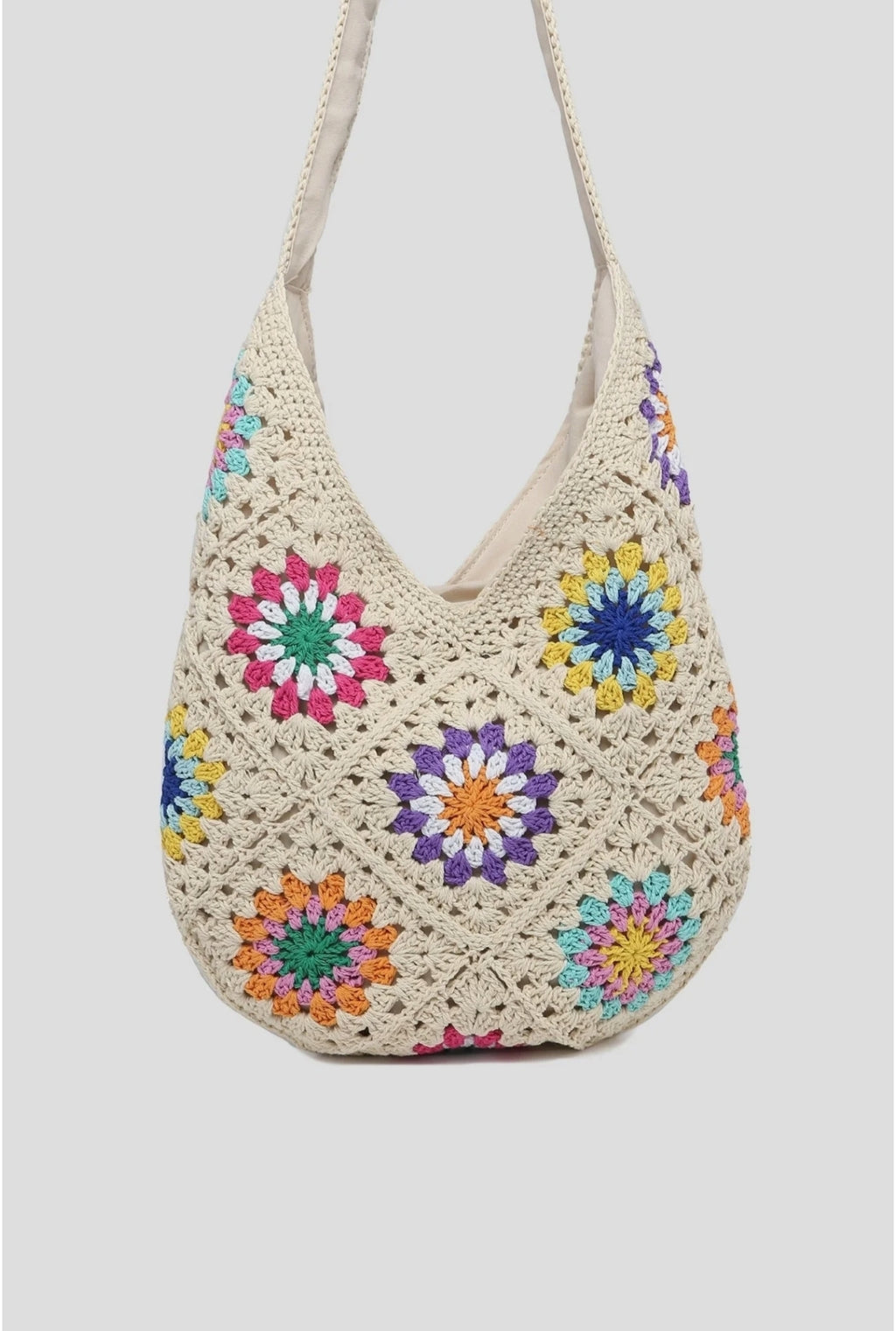 Mala Boho Croché Multicolor em Algodão