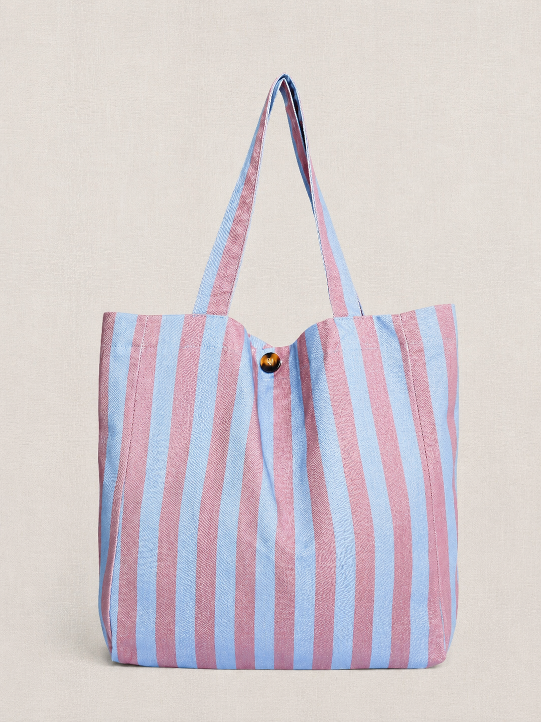 Mala Shopper às Riscas Rosa e Azul em Algodão
