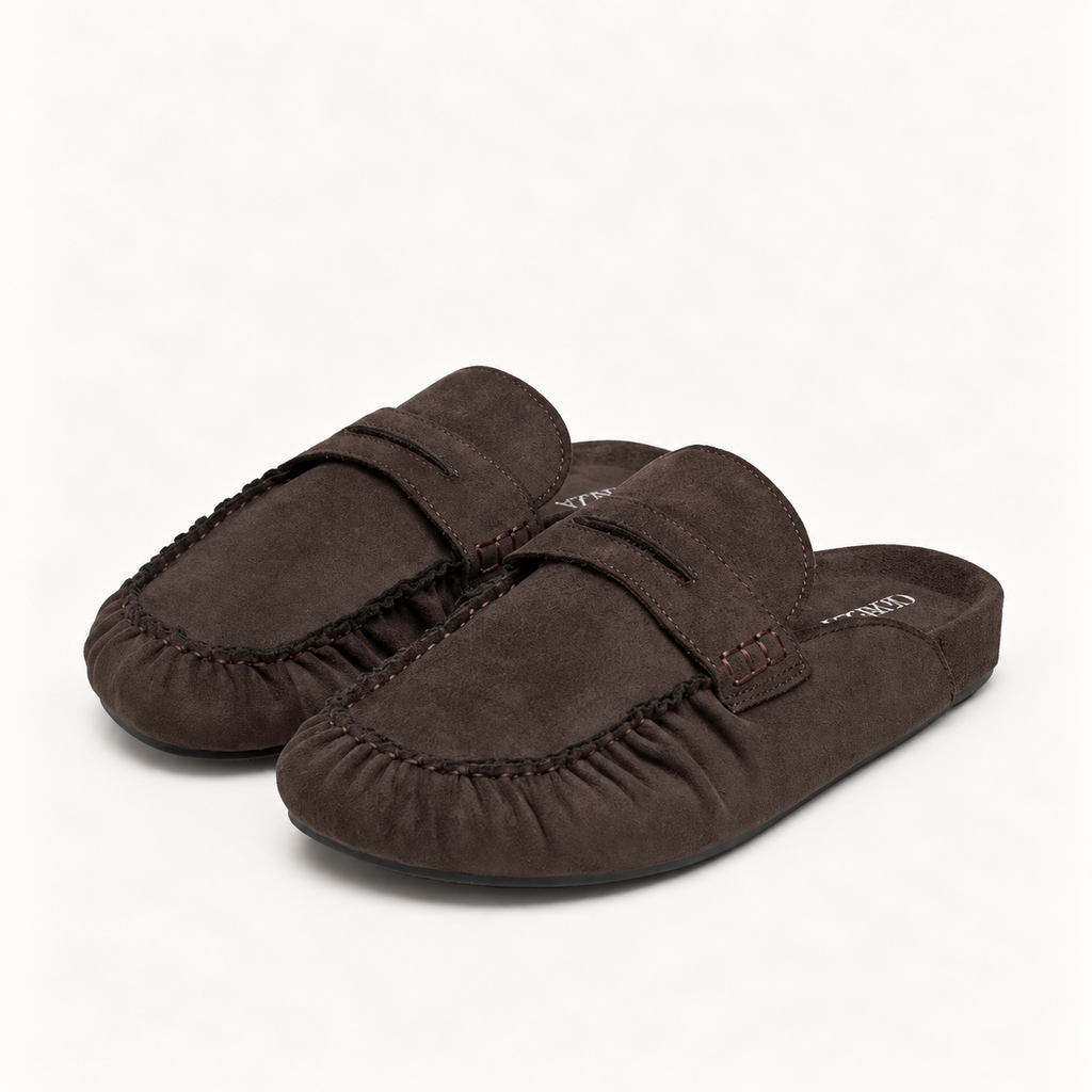 Mules PORTO estilo mocassim – Castanho escuro
