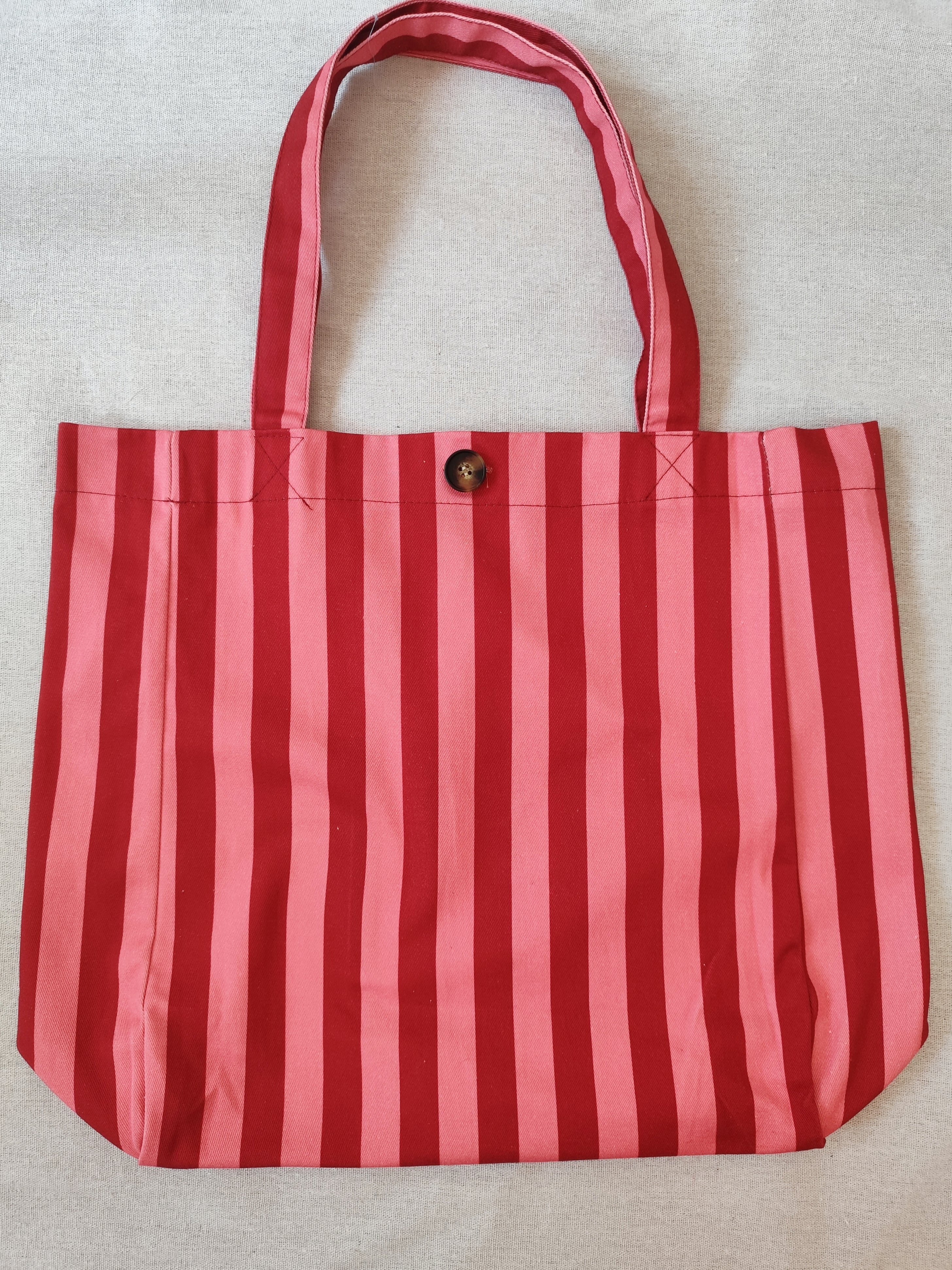 Mala Shopper às Riscas Rosa e fúcsia em Algodão