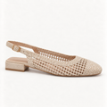 Sapatos FARO — Bege com salto baixo quadrado