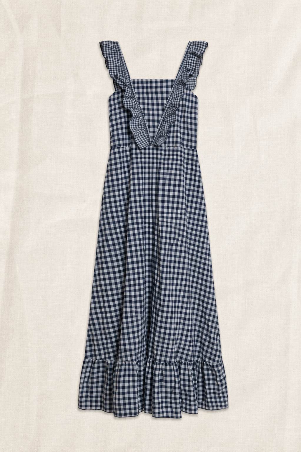 Vestido Midi Xadrez com Folhos