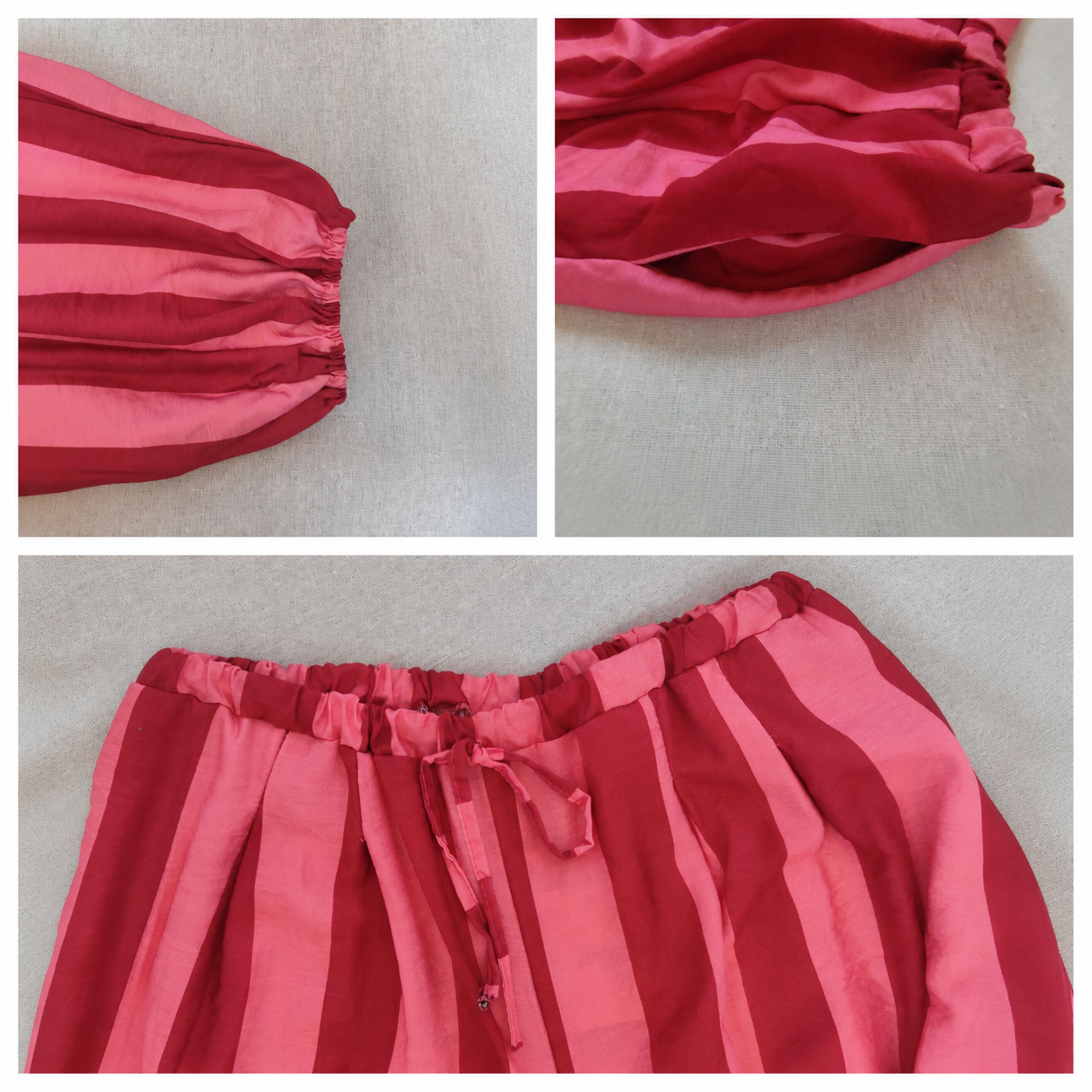 Calças às Riscas Rosa e Fúcsia com Bolsos