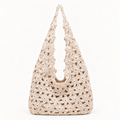 Mala estilo Crochet Floral Bege