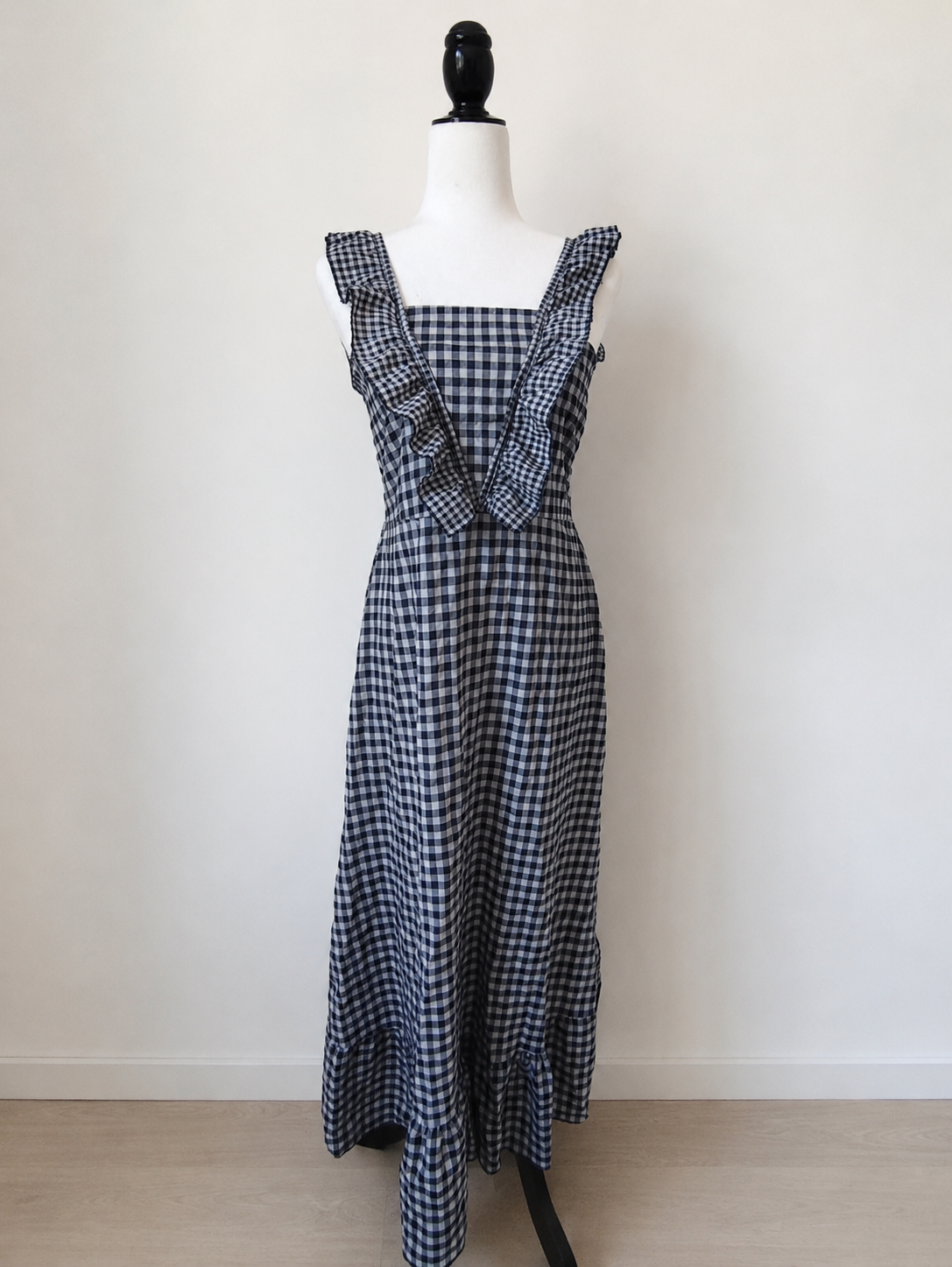 Vestido Midi Xadrez com Folhos