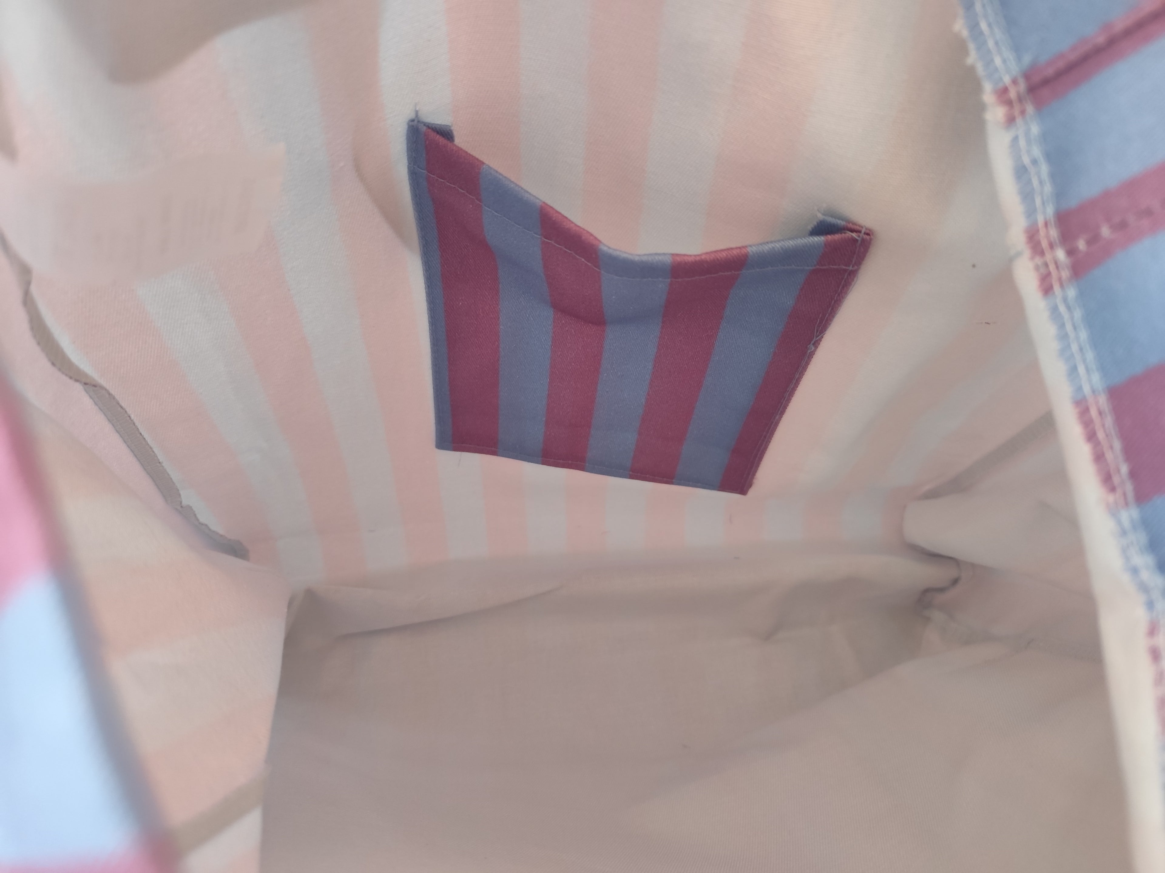 Mala Shopper às Riscas Rosa e Azul em Algodão